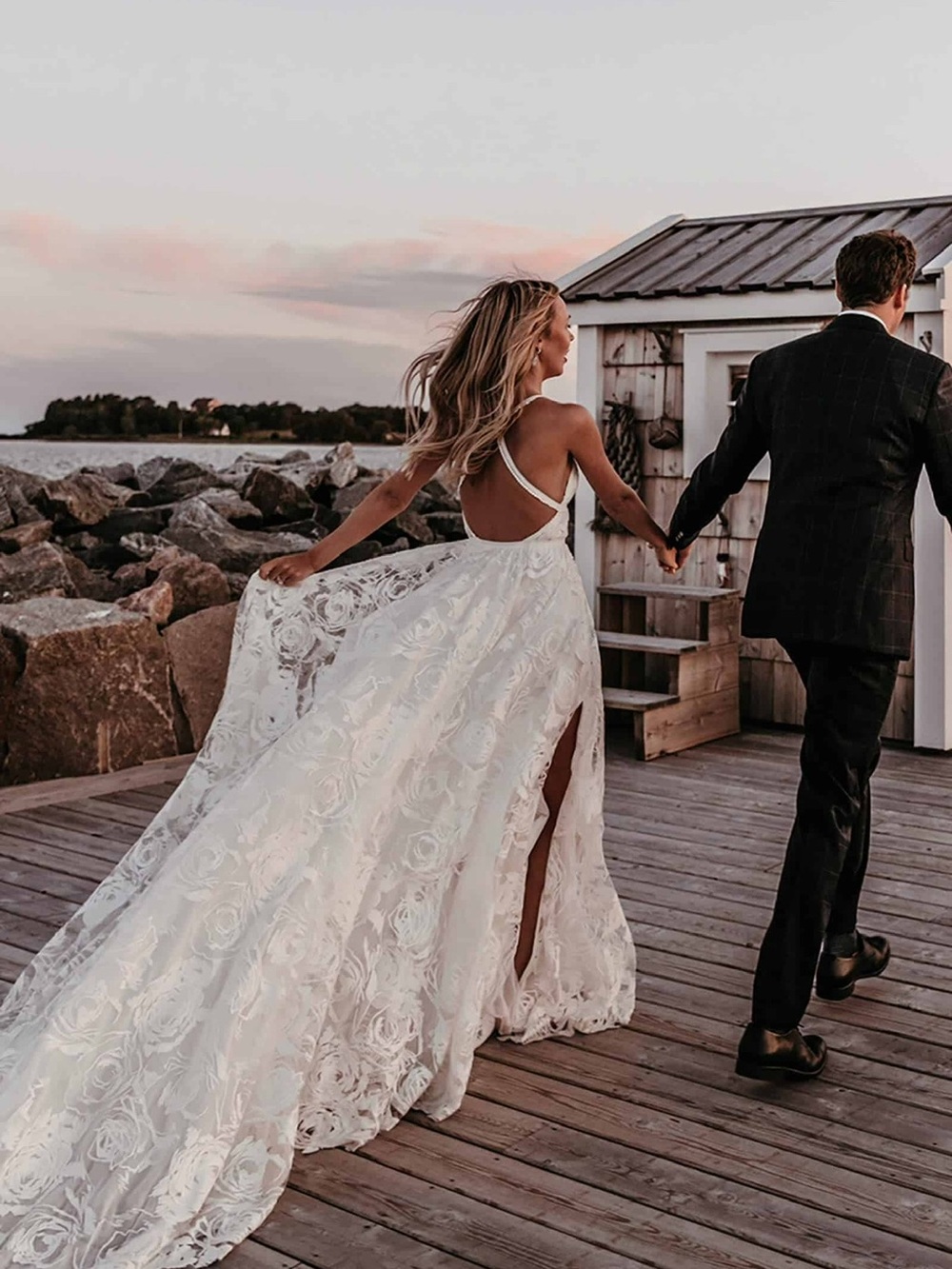 Grace Loves Lace White Floral Lace Open-Back Wedding Dress